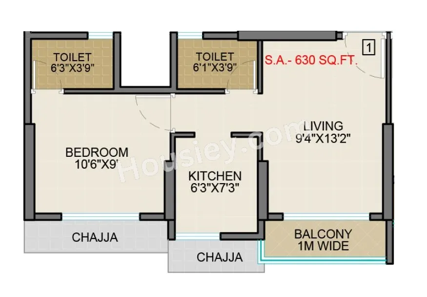 Infinity Icon Unit plan - 340 sq.ft.