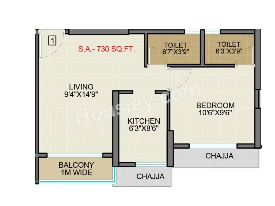 Infinity Icon Unit plan - 391 sq.ft.