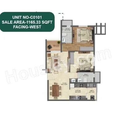 Inspira Tropical Garden Unit plan - 752 sq.ft.
