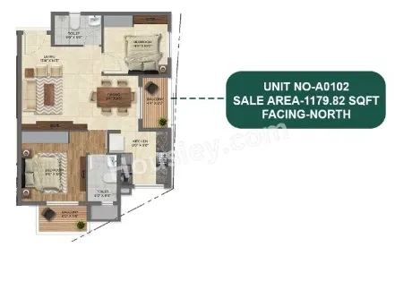 Inspira Tropical Garden Unit plan - 714 sq.ft.