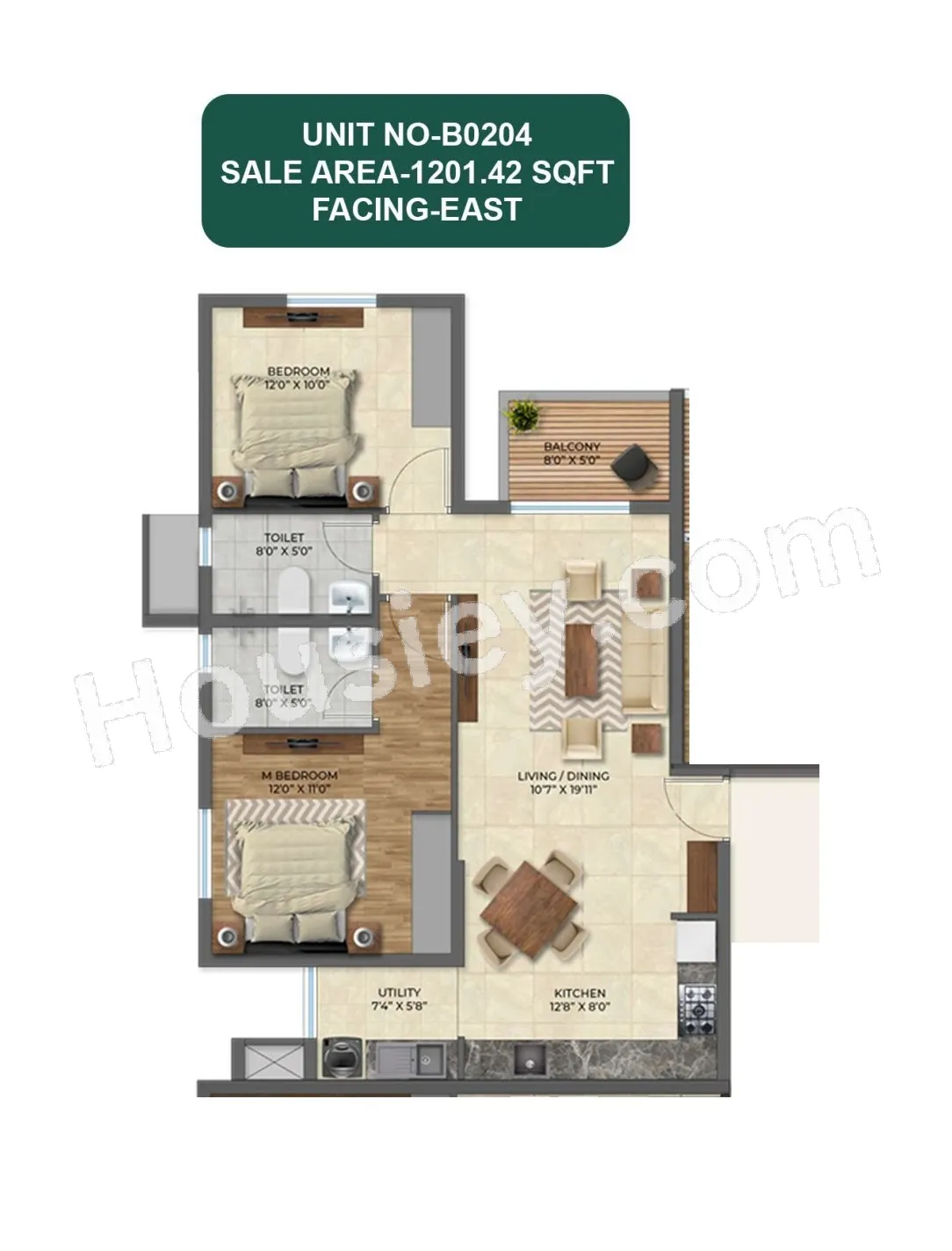 Inspira Tropical Garden Unit plan - 773 sq.ft.
