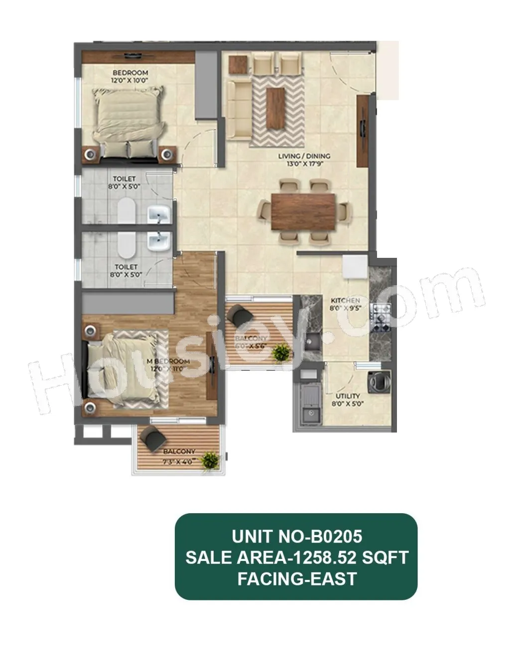 Inspira Tropical Garden Unit plan - 768 sq.ft.
