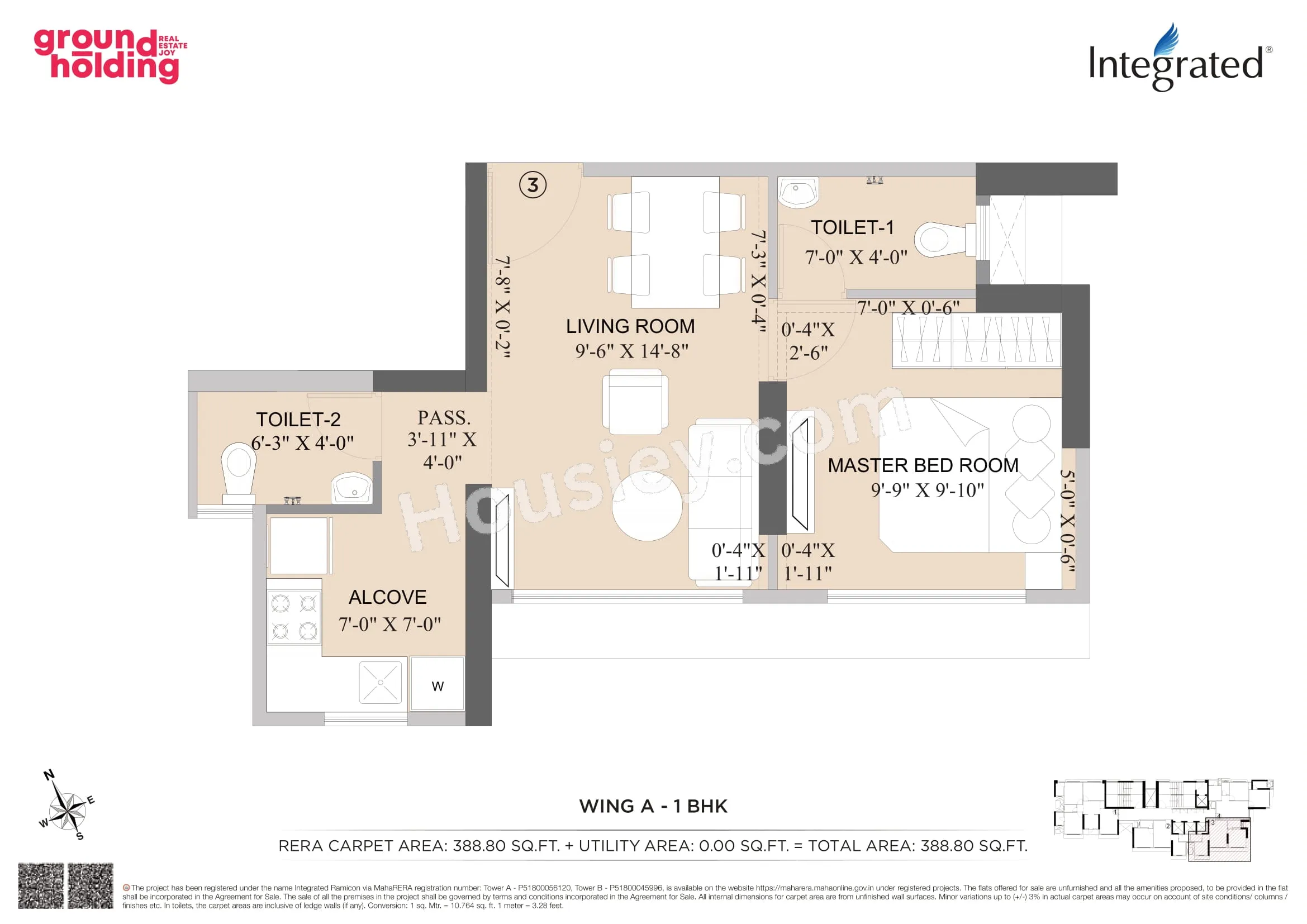 Integrated Ramicon Golden Pass Unit plan - 388 sq.ft.