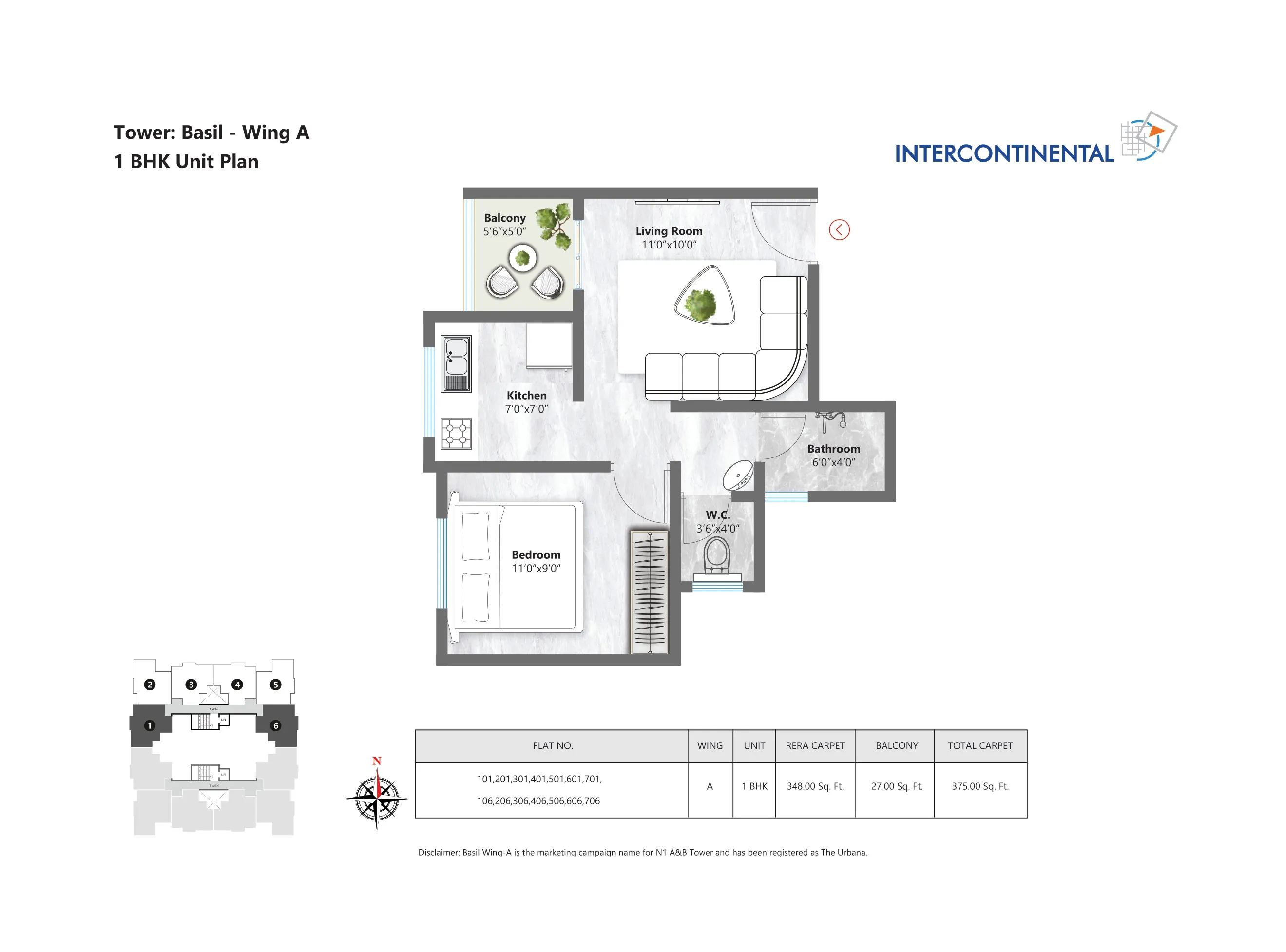 Intercontinental Urbana Unit plan - 375 sq.ft.