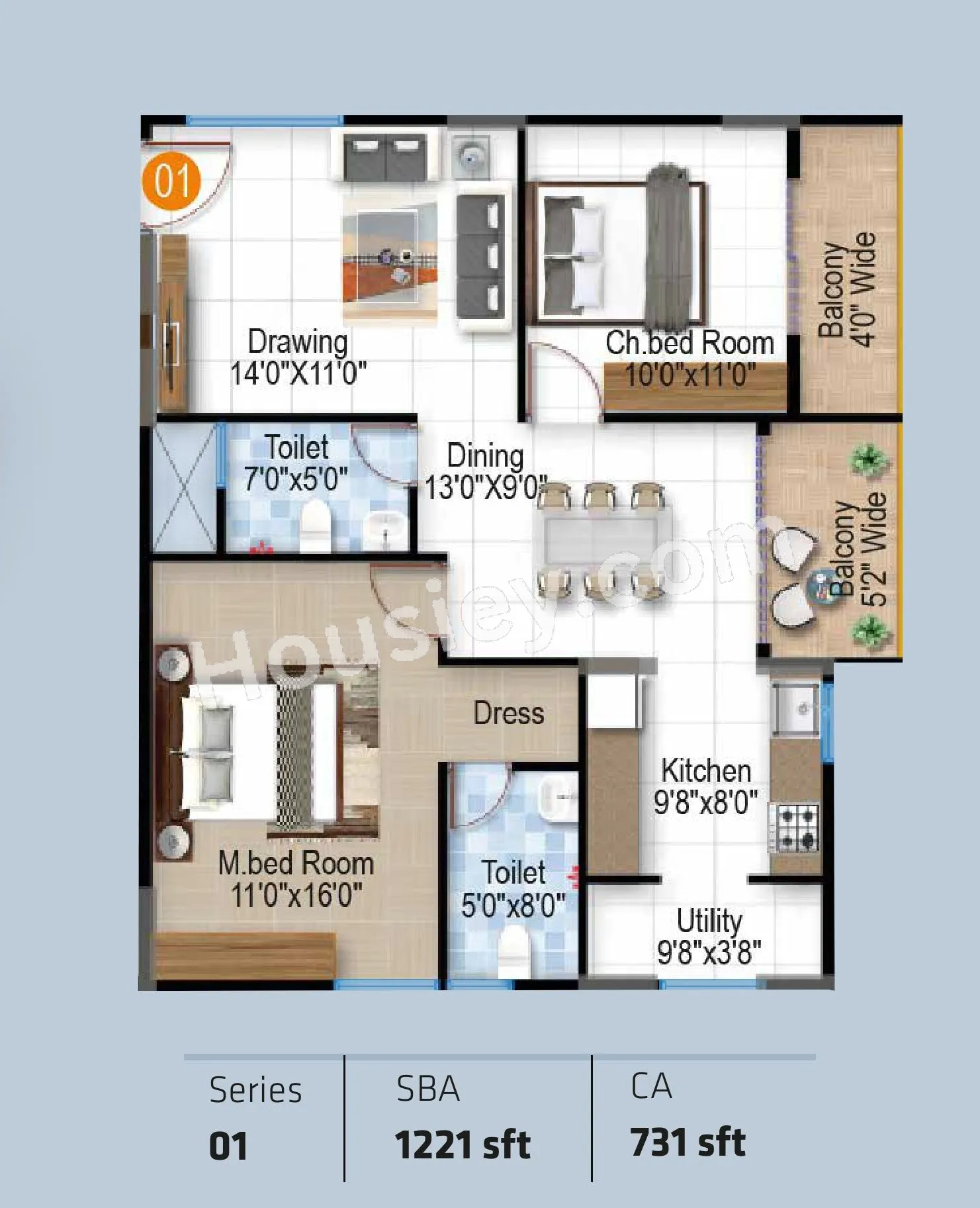 Isha HiLife Unit plan - 731 sq.ft.