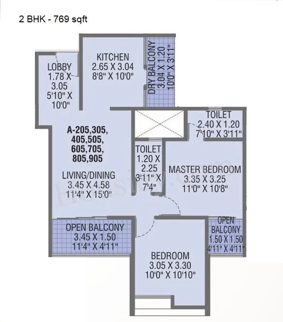 JD Gaatha Unit plan - 769 sq.ft.