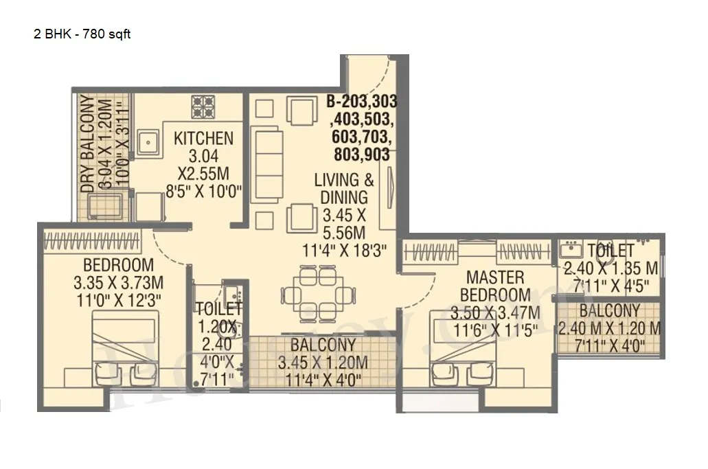 JD Gaatha Unit plan - 780 sq.ft.