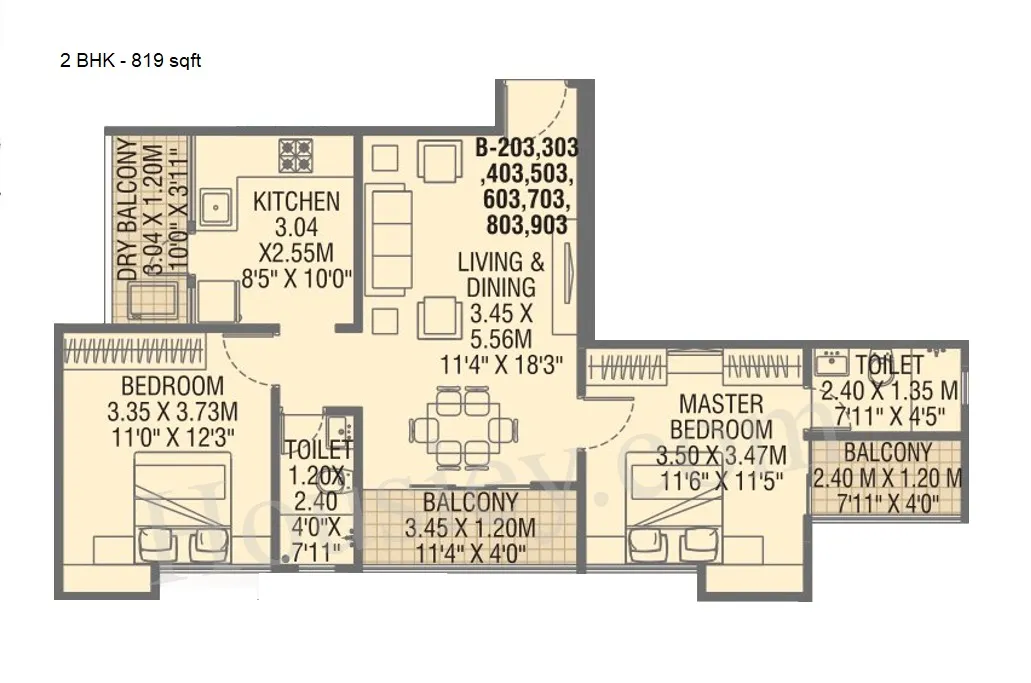JD Gaatha Unit plan - 819 sq.ft.