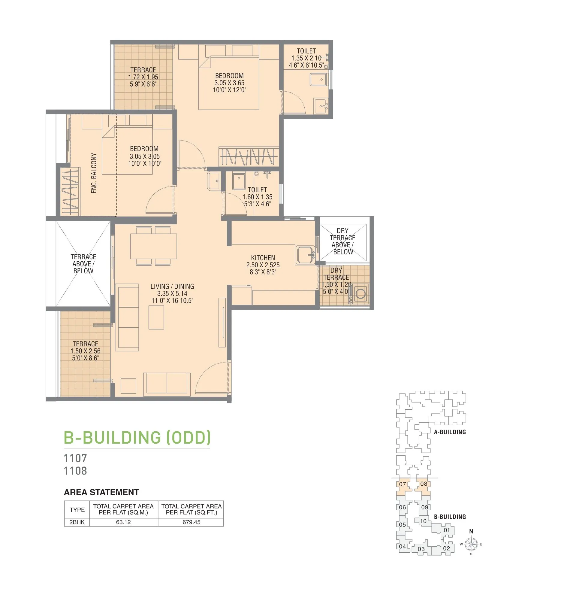 JN Adiamville Unit plan - 679 sq.ft.