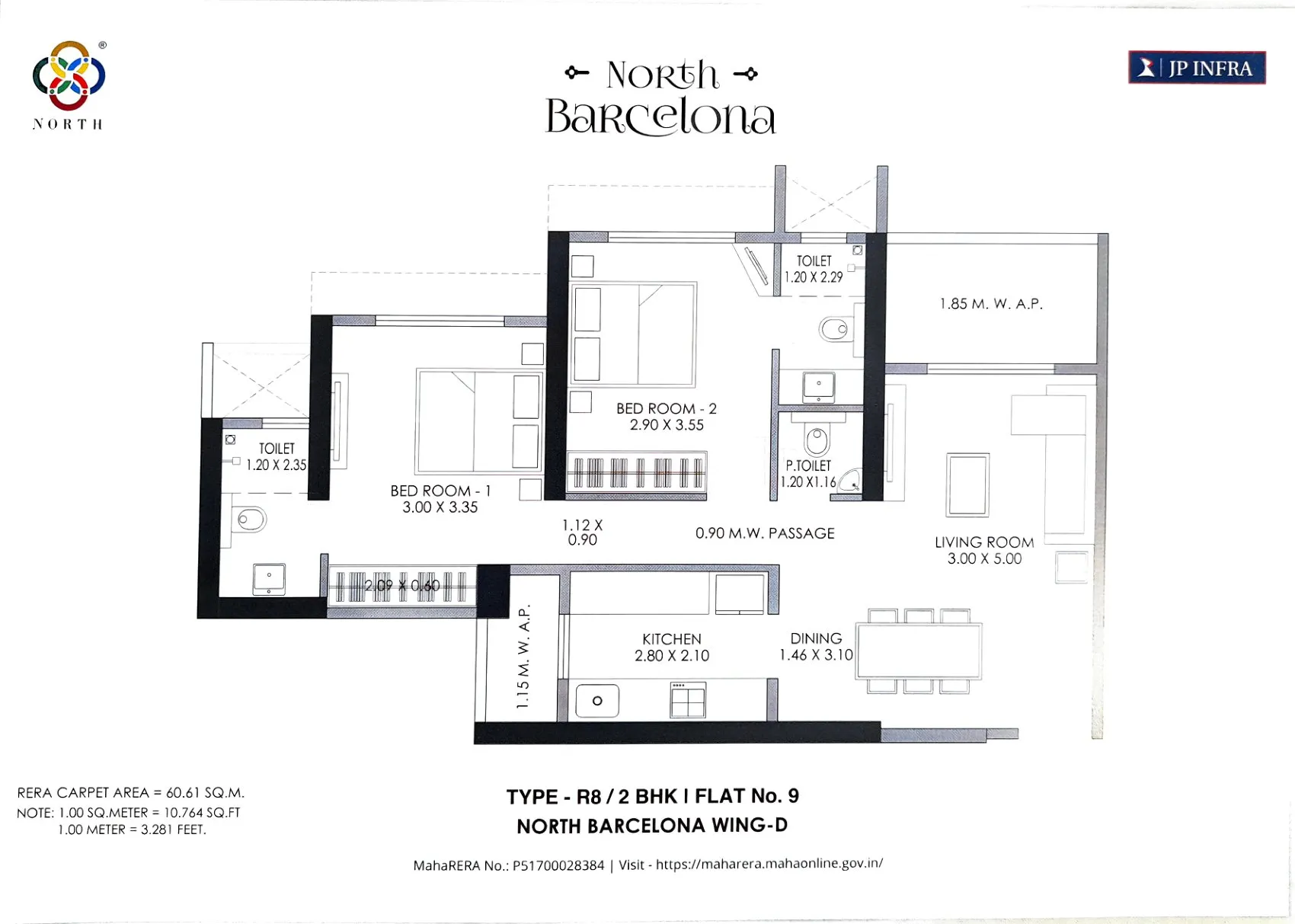 JP North Barcelona Unit plan - 652 sq.ft.