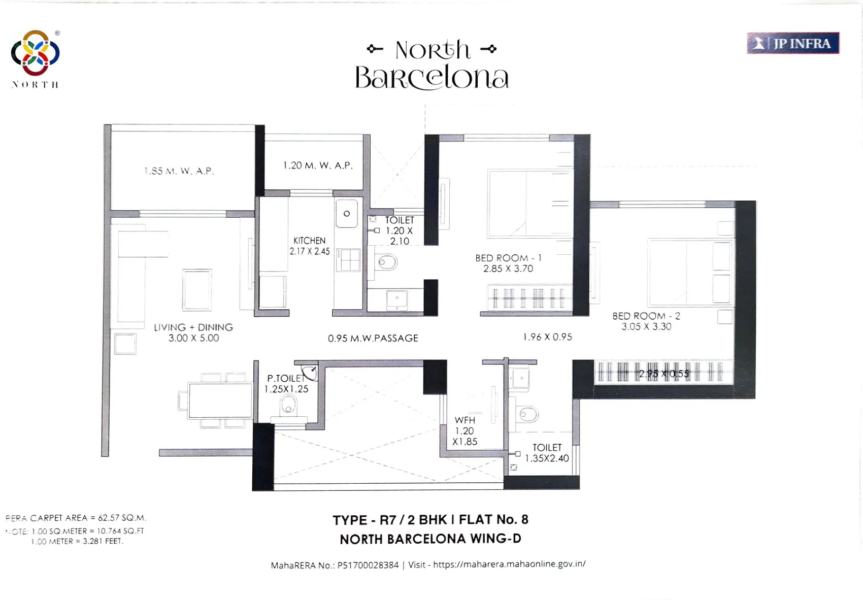 JP North Barcelona Unit plan - 674 sq.ft.