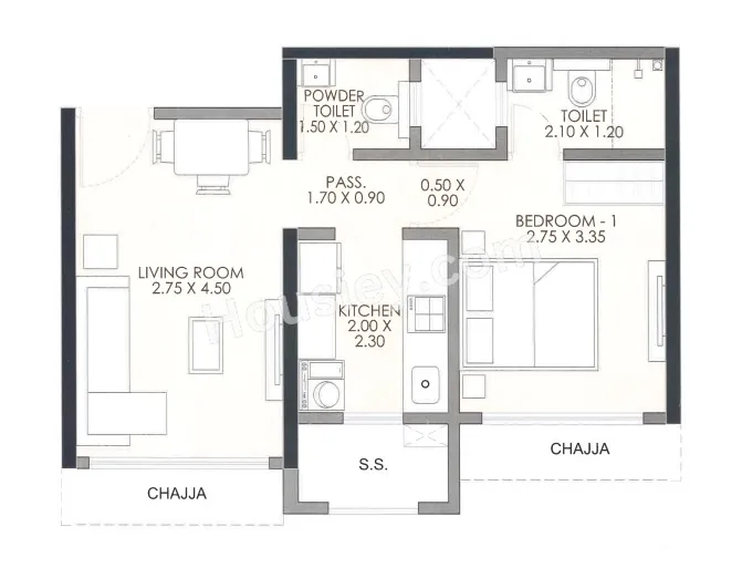 Unit plan - 372 sq.ft.