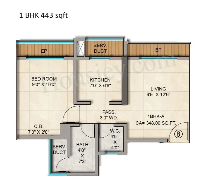JVM Veda Unit plan - 443 sq.ft.