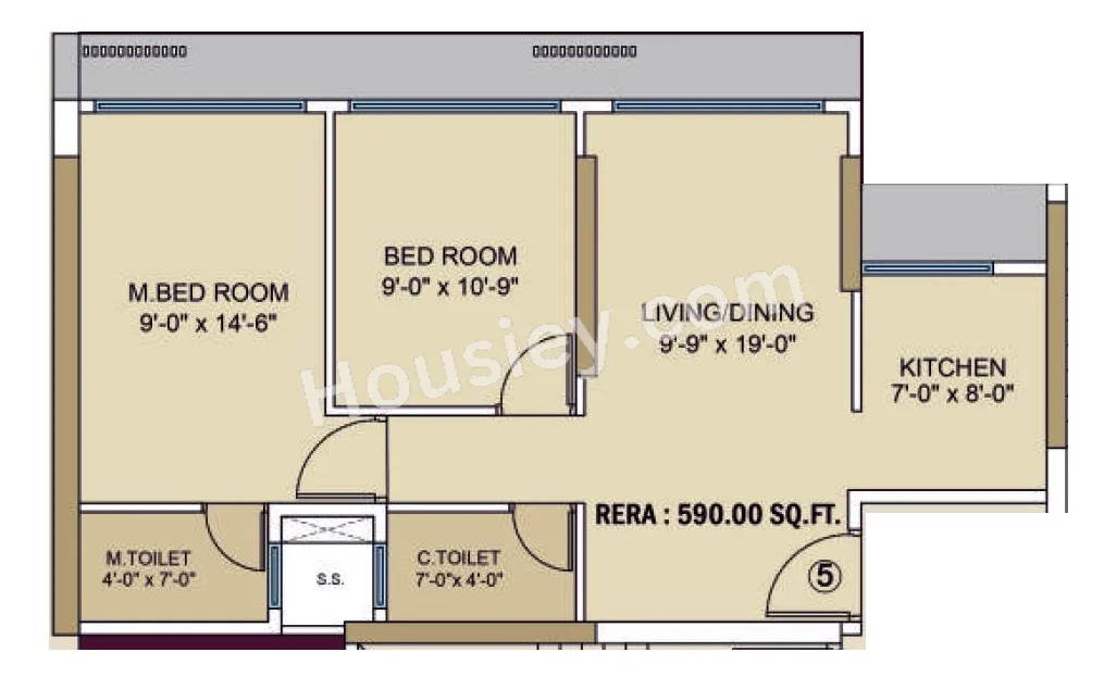Jaydeep Icon Unit plan - 590 sq.ft.