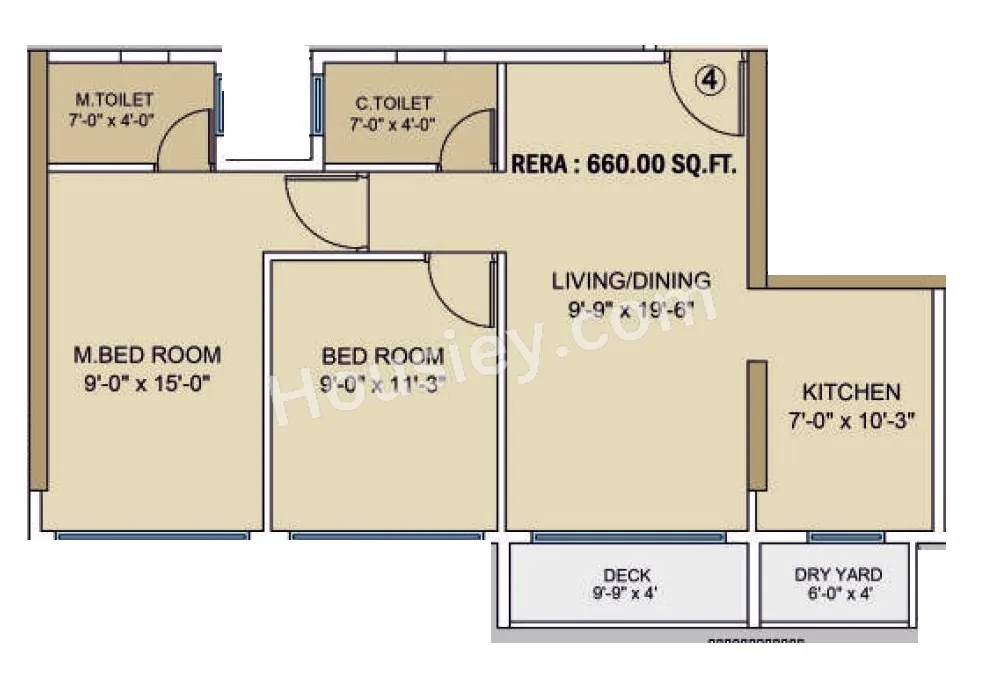 Jaydeep Icon Unit plan - 660 sq.ft.