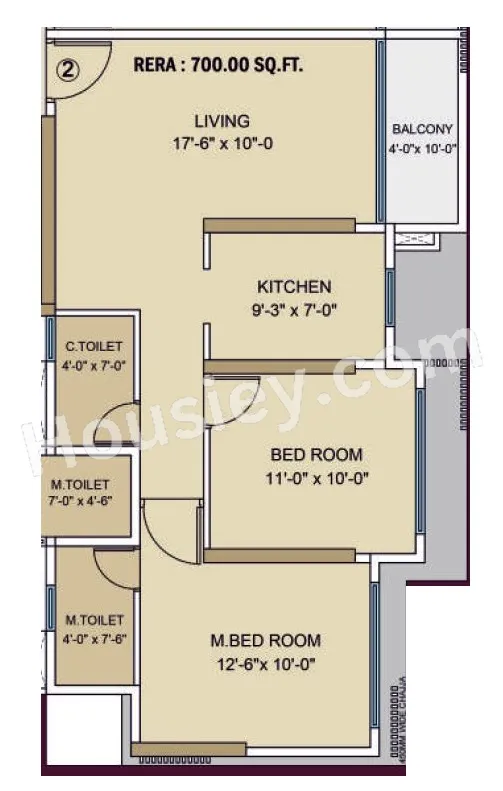 Jaydeep Icon Unit plan - 700 sq.ft.