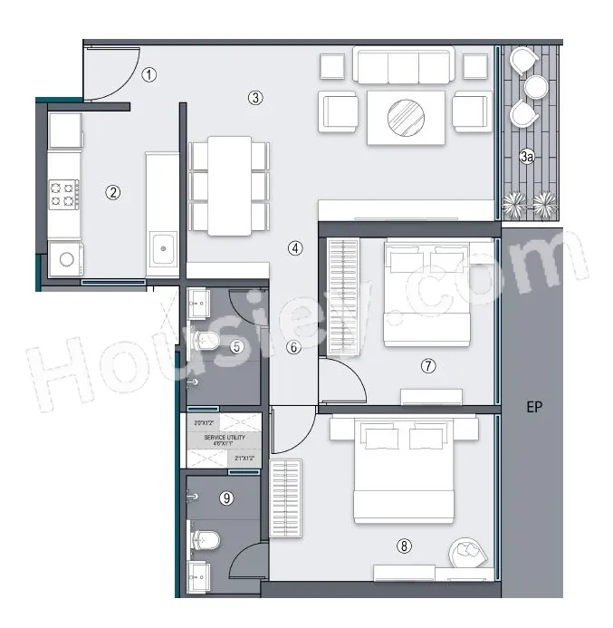Jaydeep Mark Unit plan - 720 sq.ft.