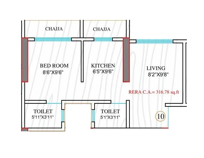 Je&Vee Shree Satyam Unit plan - 317 sq.ft.