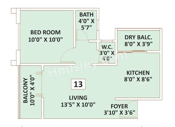 Jefro Kingstown Unit plan - 465 sq.ft.