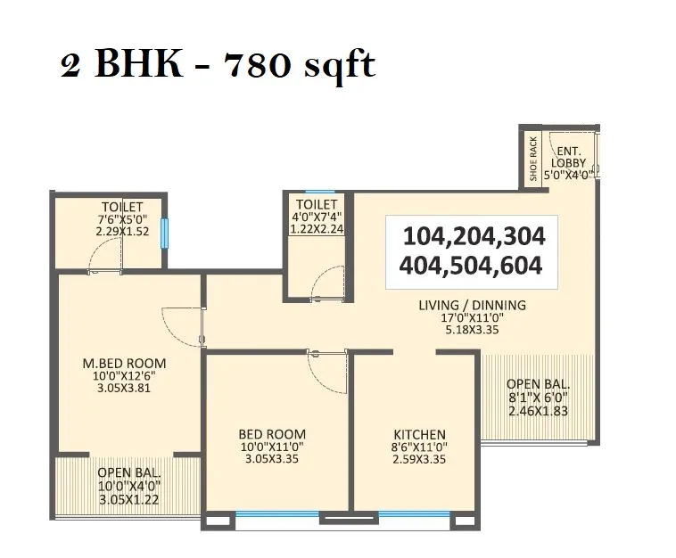 Jethani Trinity Grace Unit plan - 780 sq.ft.