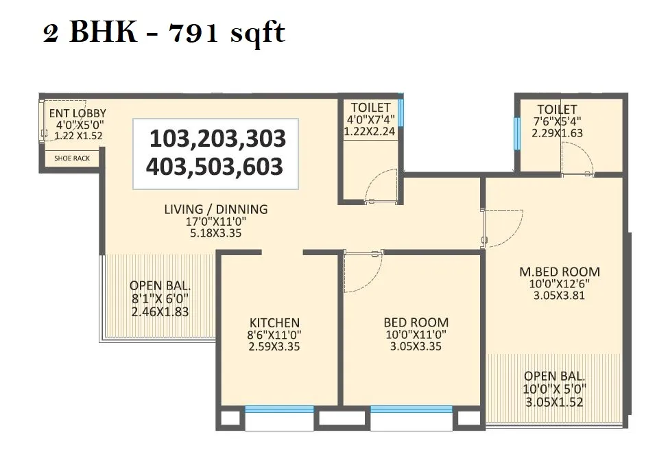 Jethani Trinity Grace Unit plan - 791 sq.ft.