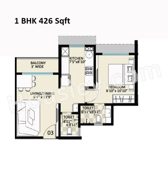 Jewel Vistaz Unit plan - 426 sq.ft.