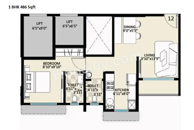 Jewel Vistaz Unit plan - 486 sq.ft.