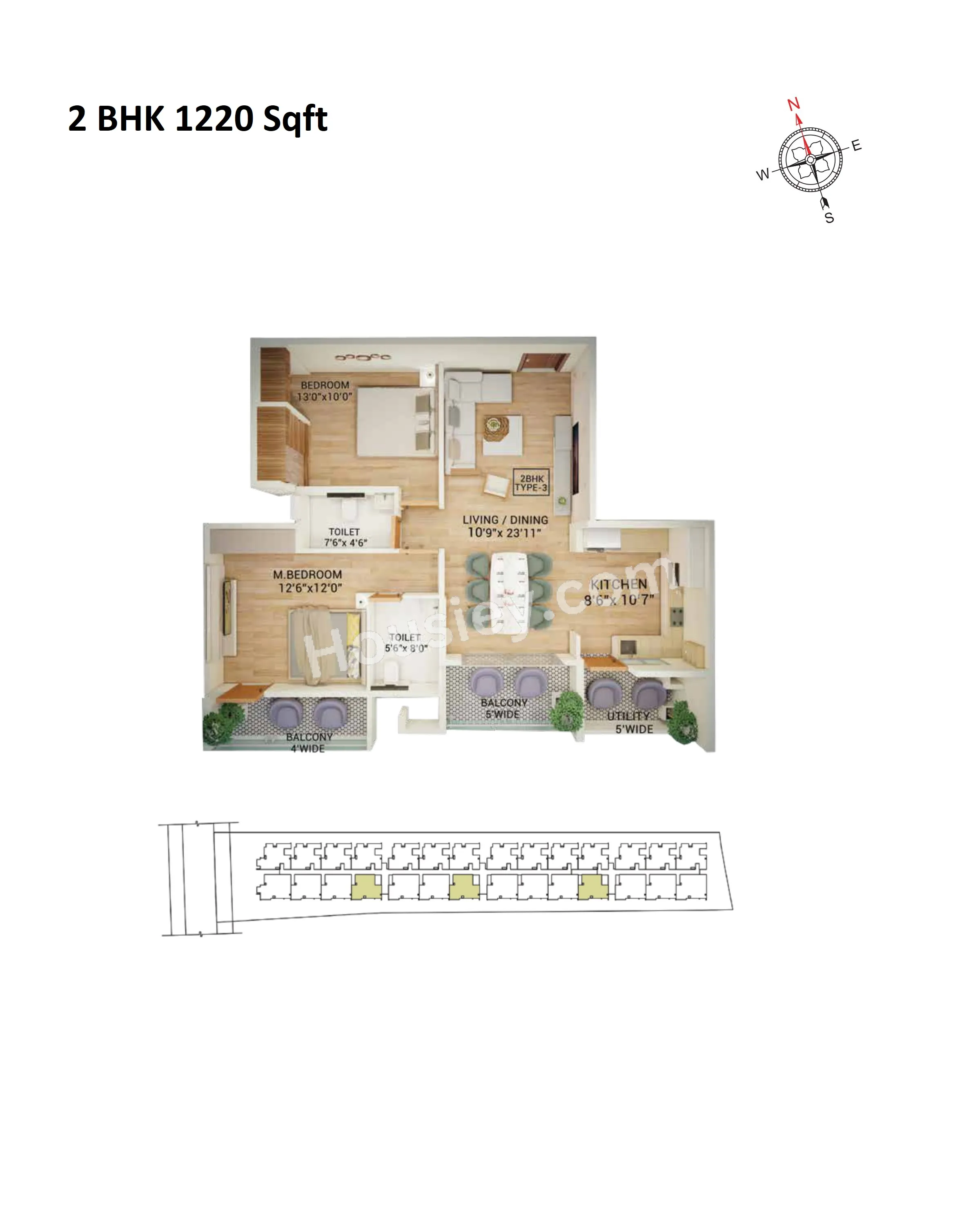 Jhanavi Noreste Unit plan - 930 sq.ft.
