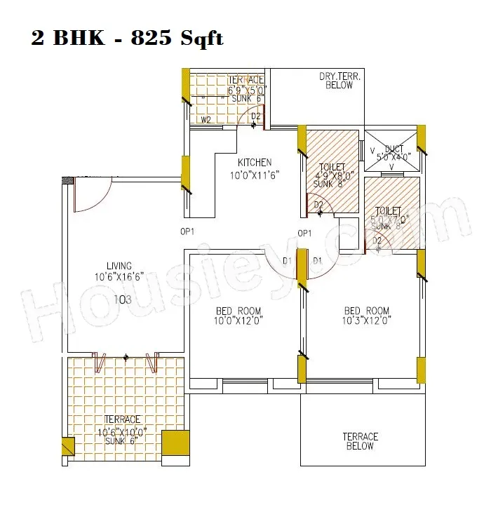 KJ Towers Unit plan - 825 sq.ft.
