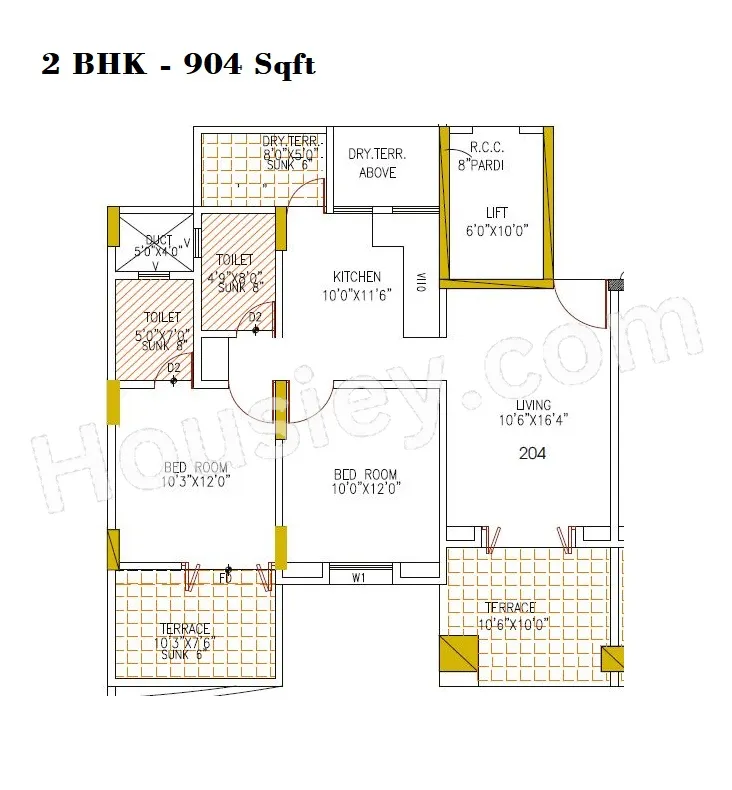 KJ Towers Unit plan - 904 sq.ft.