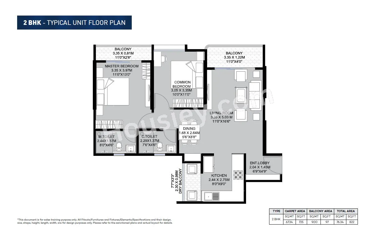 KLB Antalya Next Unit plan - 822 sq.ft.