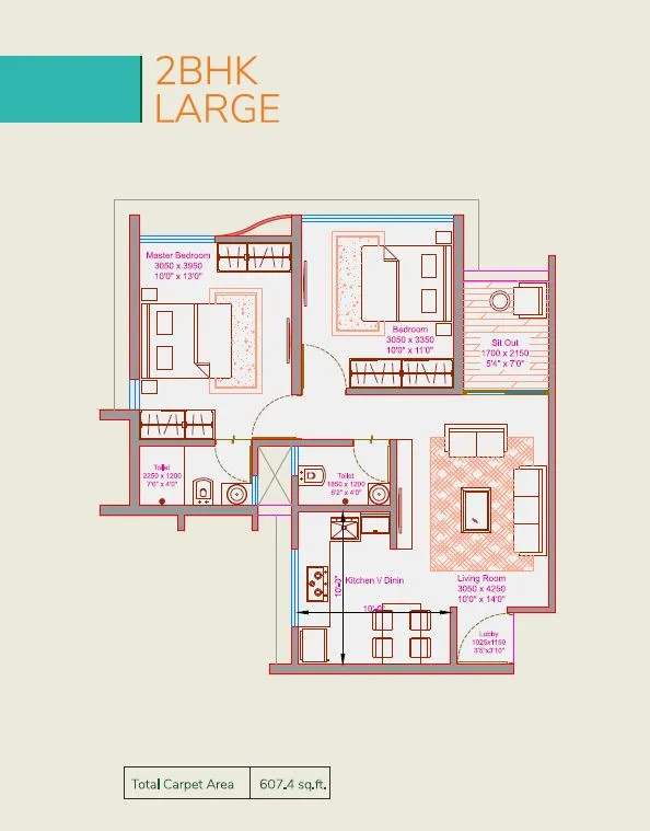 KLS Supremus Unit plan - 608 sq.ft.