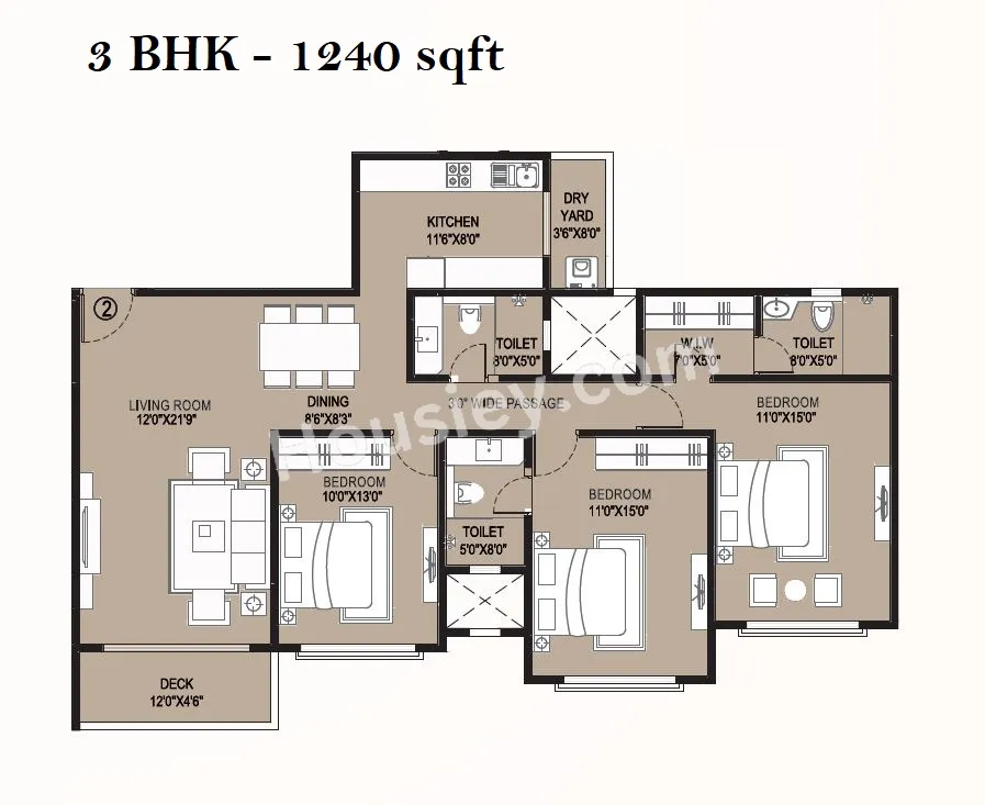 Unit plan - 1240 sq.ft.