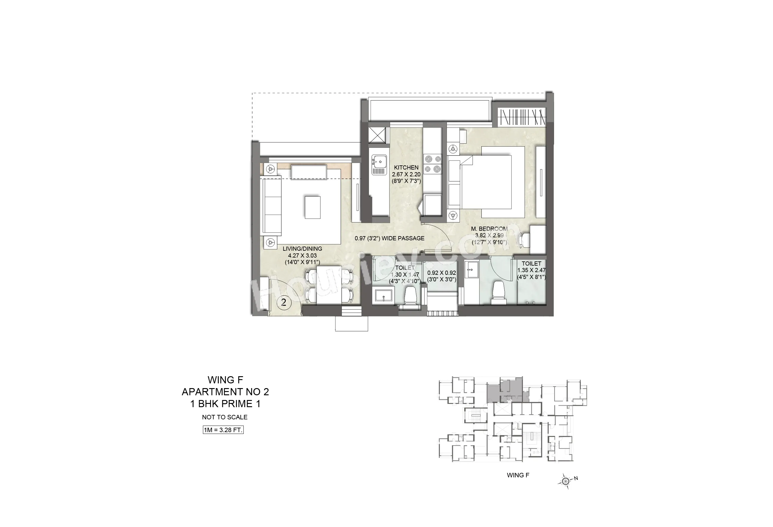Kalpataru Parkcity Eternia Unit plan - 464 sq.ft.