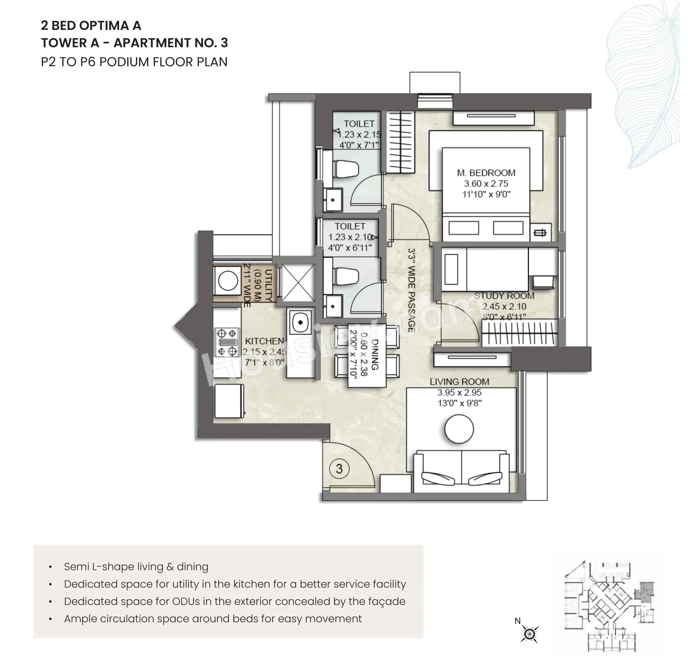 Kalpataru Primera Unit plan - 473 sq.ft.