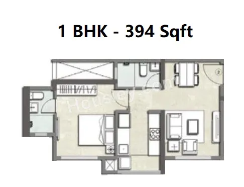 Kalpataru Srishti Namaah Unit plan - 394 sq.ft.