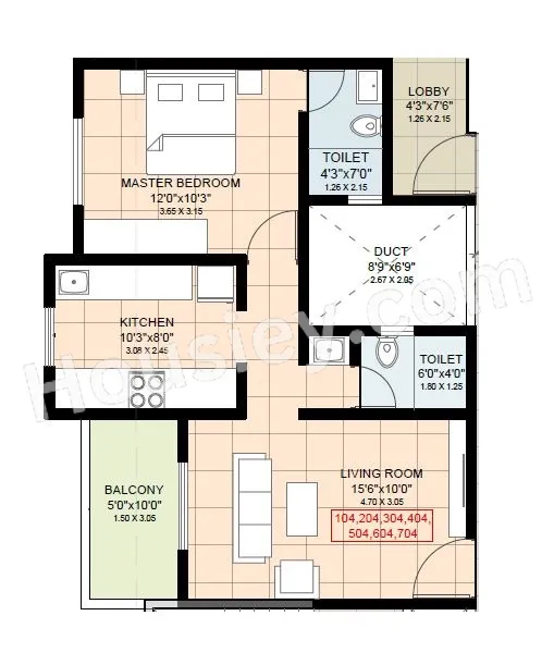 Unit plan - 530 sq.ft.