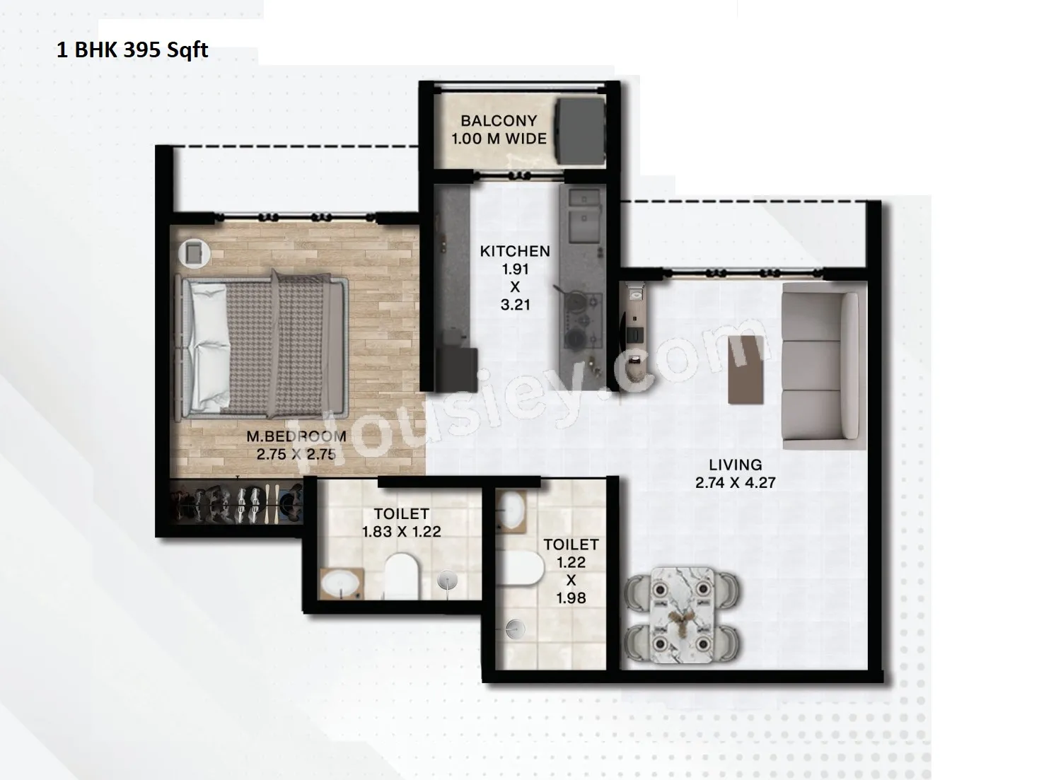 Unit plan - 395 sq.ft.