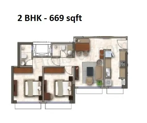 Kanakia Silicon Valley Unit plan - 669 sq.ft.