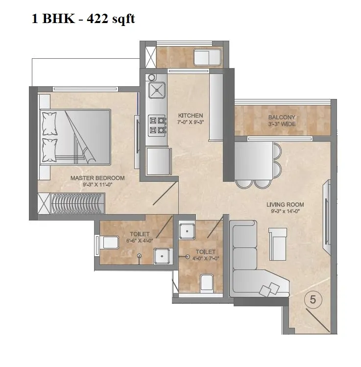 Unit plan - 422 sq.ft.