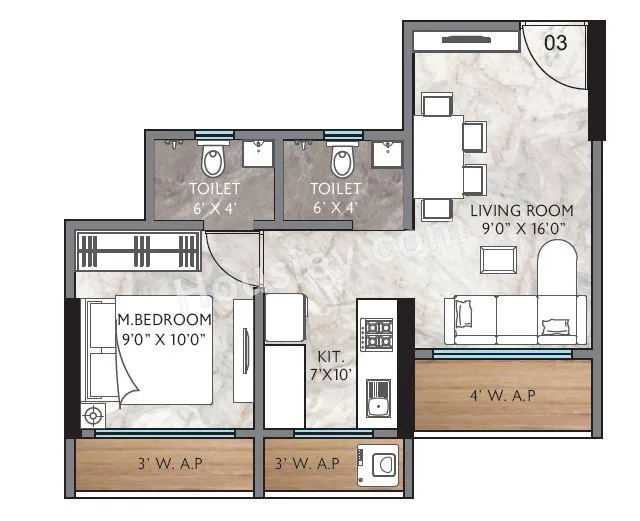 Karari Heights Unit plan - 360 sq.ft.
