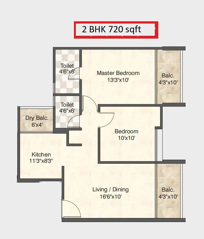 Karma Iconic Unit plan - 720 sq.ft.