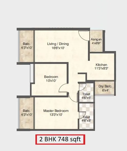 Karma Iconic Unit plan - 748 sq.ft.