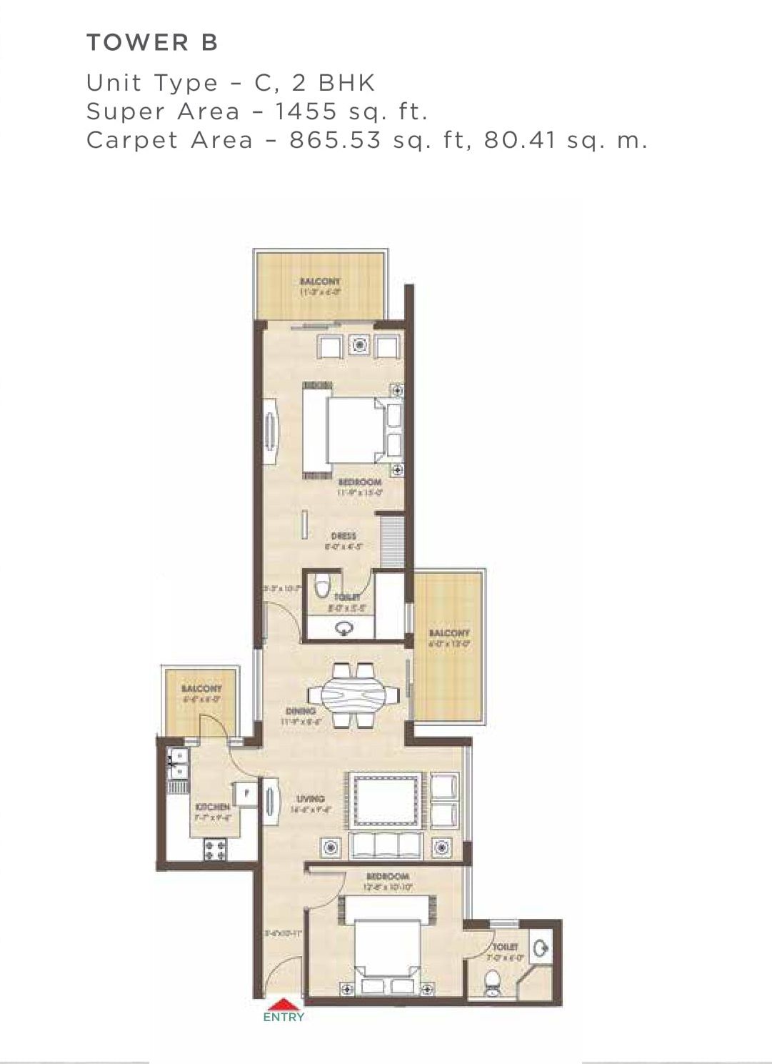 Unit plan - 865 sq.ft.