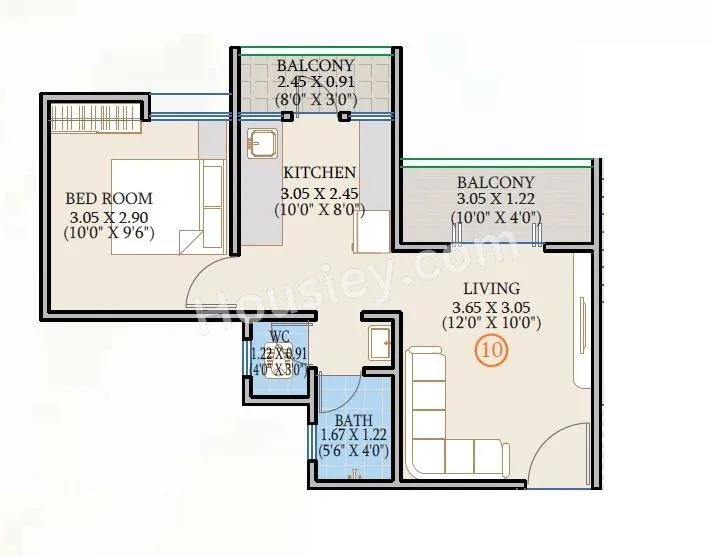 Kate Mozze Hollyhock City Unit plan - 427 sq.ft.
