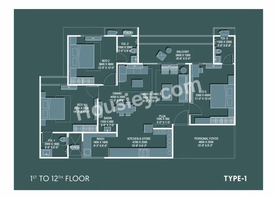 Unit plan - 1156 sq.ft.