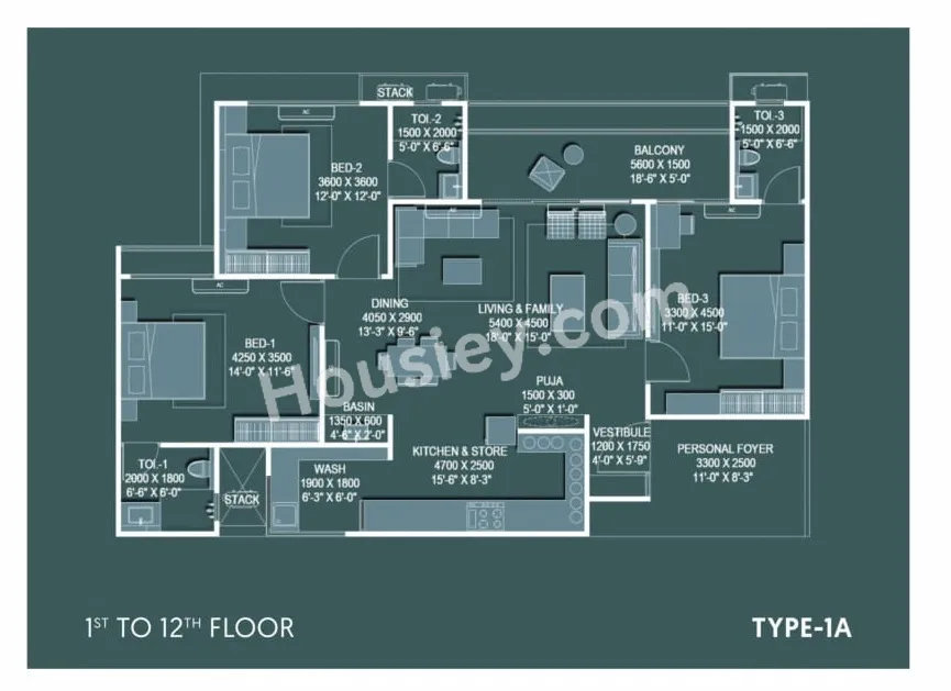 kavisha The Portrait Unit plan - 1180 sq.ft.