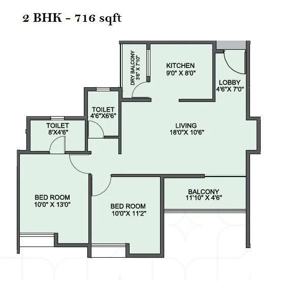 Kiran Swastik Unit plan - 716 sq.ft.