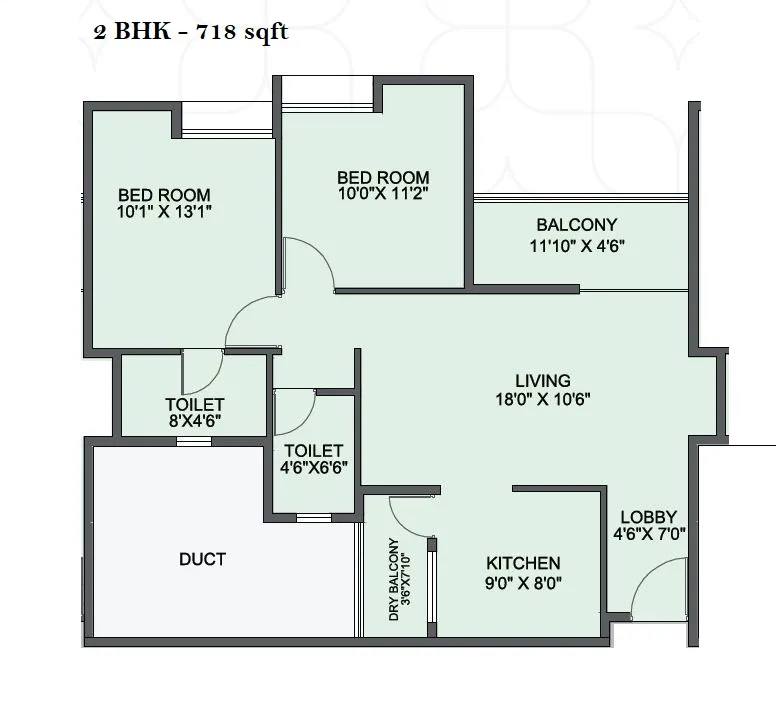 Kiran Swastik Unit plan - 718 sq.ft.