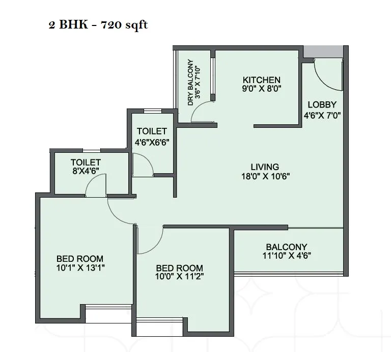 Kiran Swastik Unit plan - 720 sq.ft.